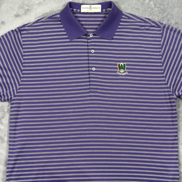 Pine Valley Polo Shirt Large Purple White Striped Gold Club Fairway & Greene - Picture 6 of 10